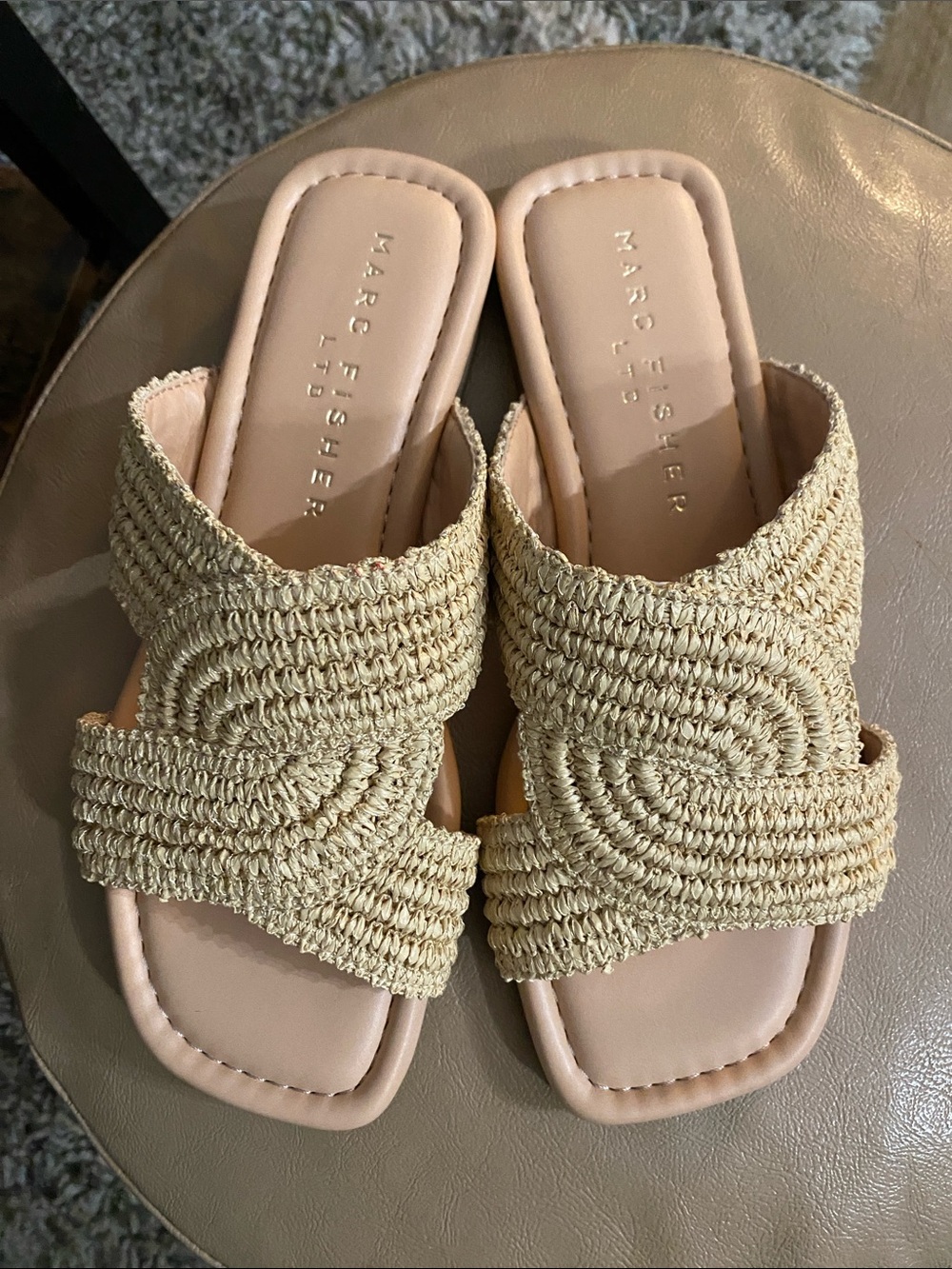 Marc Fisher Limited Natural Braided Slide Sandals size 5
